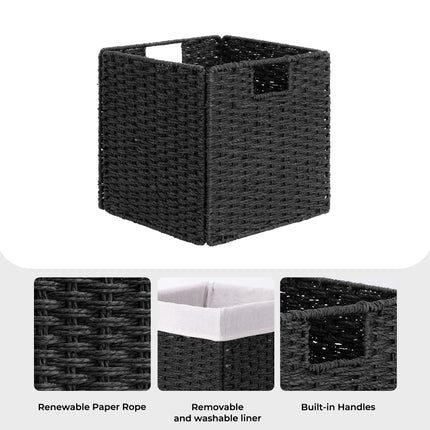 StorageWorks 11 inch Foldable Paper Rope Wicker Baskets for Organizing