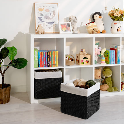 StorageWorks 11 inch Foldable Paper Rope Wicker Baskets for Organizing