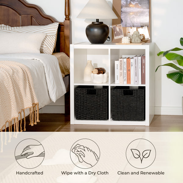 11 inch Foldable Paper Rope Wicker Baskets for Organizing