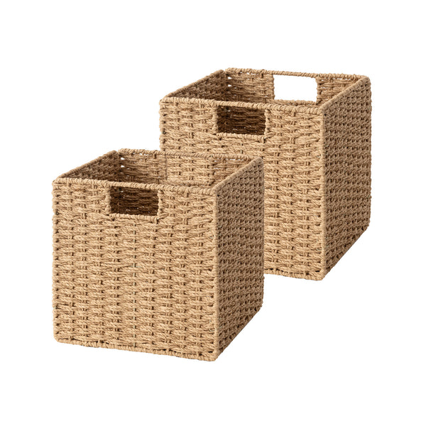 Paper Rope Wicker Storage Cube Baskets, Foldable