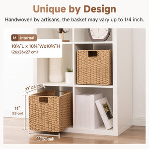 Paper Rope Wicker Storage Cube Baskets, Foldable