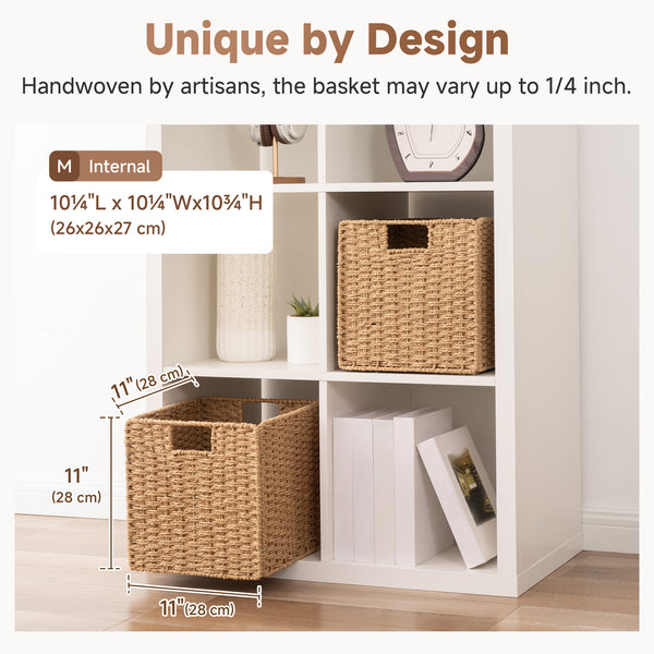 Paper Rope Wicker Storage Cube Baskets, Foldable