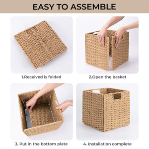 11 inch Foldable Paper Rope Wicker Baskets for Organizing