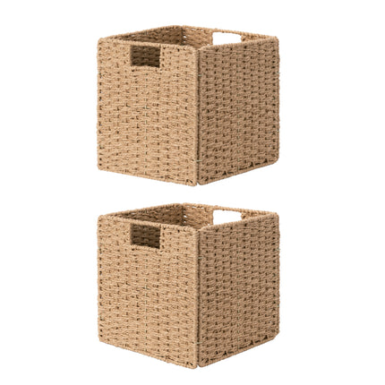 StorageWorks 11 inch Foldable Paper Rope Wicker Baskets for Organizing
