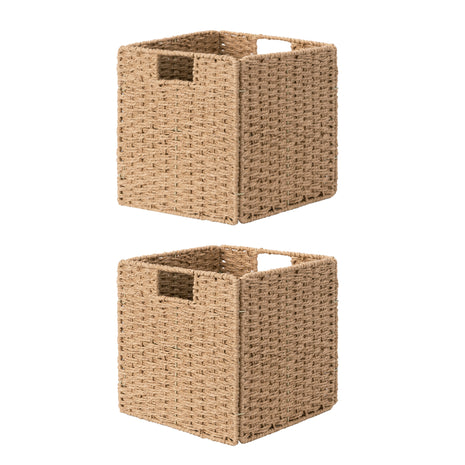 11 inch Foldable Paper Rope Wicker Baskets for Organizing
