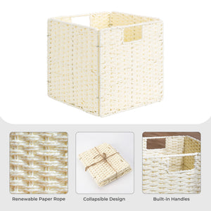 11 inch Foldable Paper Rope Wicker Baskets for Organizing