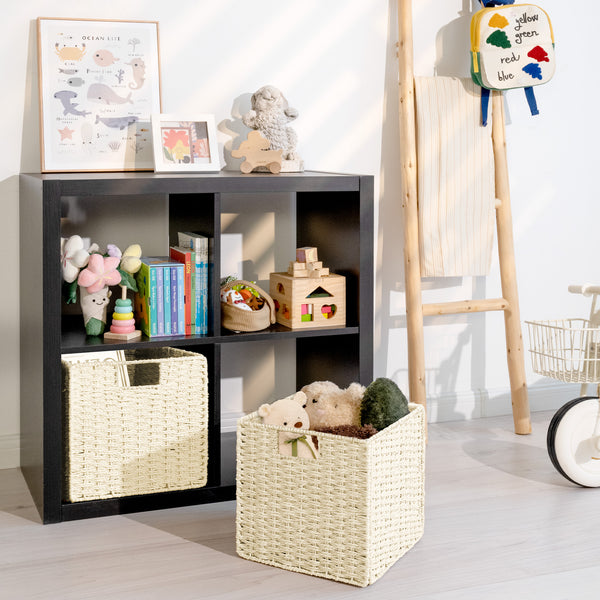 11 inch Foldable Paper Rope Wicker Baskets for Organizing