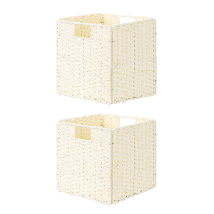 StorageWorks 11 inch Foldable Paper Rope Wicker Baskets for Organizing