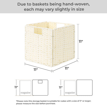 StorageWorks 11 inch Foldable Paper Rope Wicker Baskets for Organizing