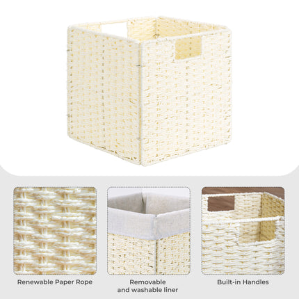 StorageWorks 11 inch Foldable Paper Rope Wicker Baskets for Organizing