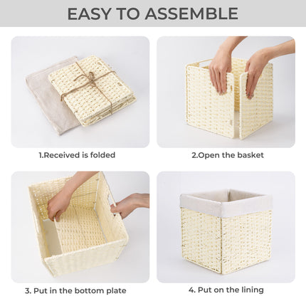 StorageWorks 11 inch Foldable Paper Rope Wicker Baskets for Organizing