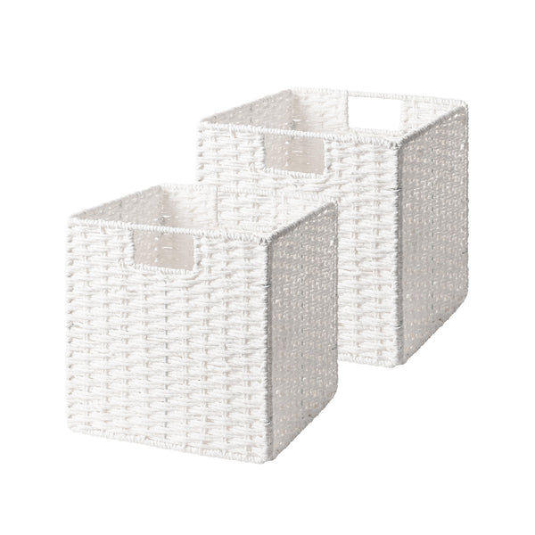 Paper Rope Wicker Storage Cube Baskets, Foldable