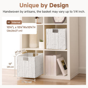 Paper Rope Wicker Storage Cube Baskets, Foldable