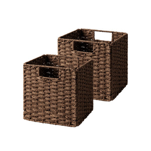 Paper Rope Wicker Storage Cube Baskets, Foldable