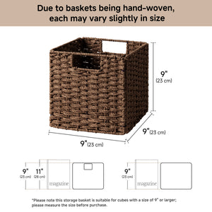 11 inch Foldable Paper Rope Wicker Baskets for Organizing