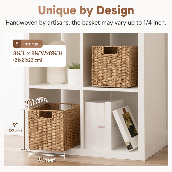 Paper Rope Wicker Storage Cube Baskets, Foldable