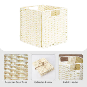 11 inch Foldable Paper Rope Wicker Baskets for Organizing