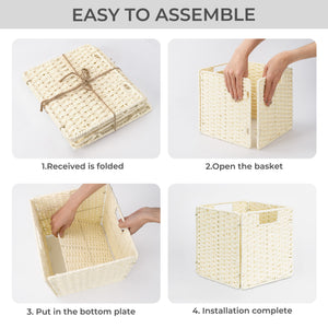 11 inch Foldable Paper Rope Wicker Baskets for Organizing