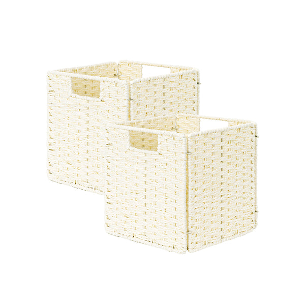 11 inch Foldable Paper Rope Wicker Baskets for Organizing