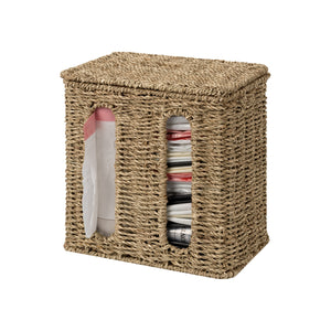 Trash Bag Holder with Lid, Garbage Bag Dispenser, Seagrass