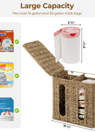 Trash Bag Holder with Lid, Garbage Bag Dispenser