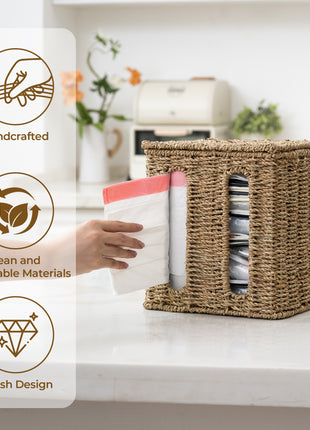 Trash Bag Holder with Lid, Garbage Bag Dispenser