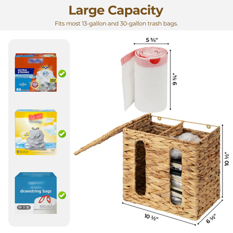 Trash Bag Holder with Lid, Garbage Bag Dispenser