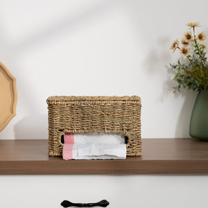 Trash Bag Holder with Lid, Garbage Bag Dispenser, Seagrass