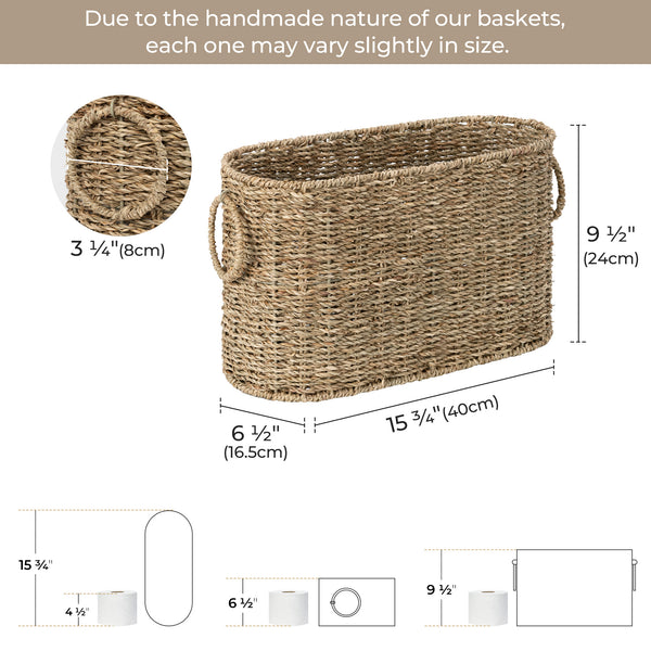 Toilet Paper Storage Holder for 6 Regular Rolls, Seagrass