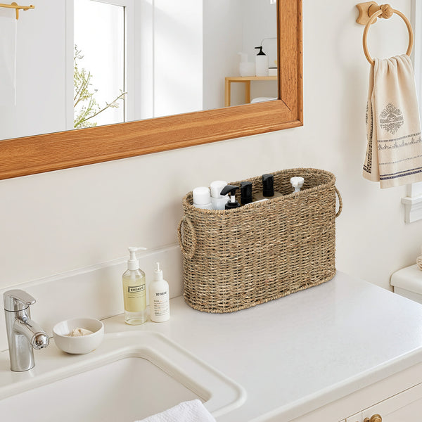 Toilet Paper Storage Holder for 6 Regular Rolls, Seagrass