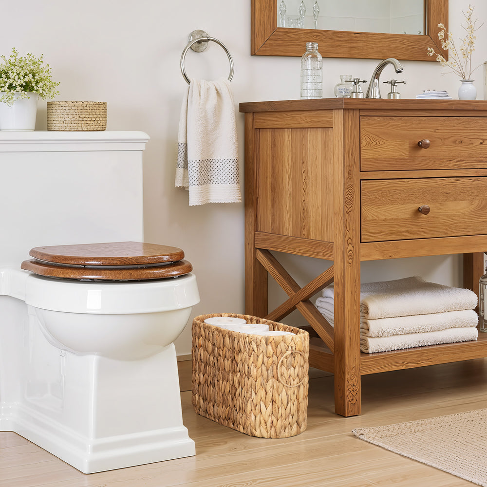 Toilet Paper Storage Holder for 6 Regular Rolls, Water Hyacinth