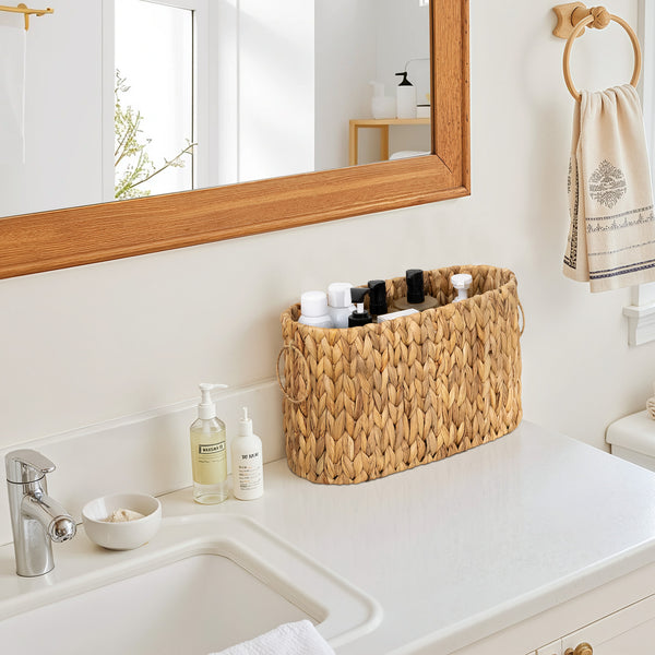 Toilet Paper Storage Holder for 6 Regular Rolls, Water Hyacinth