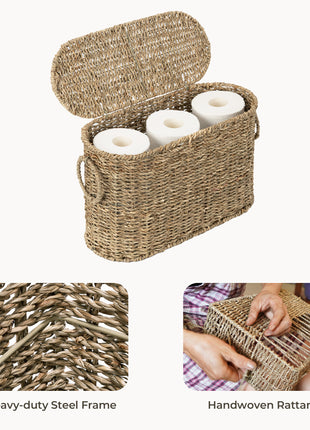 Toilet Paper Storage with Lid for 6 Regular Rolls
