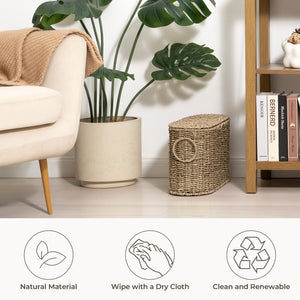 Toilet Paper Storage with Lid for 6 Regular Rolls, Seagrass