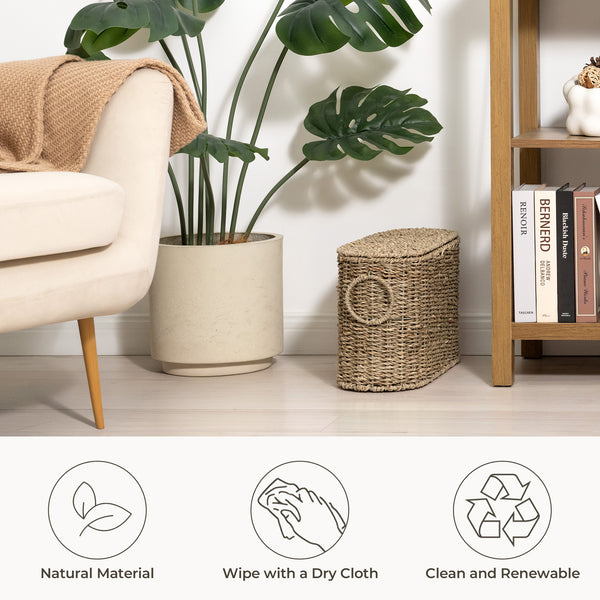 Toilet Paper Storage with Lid for 6 Regular Rolls, Seagrass