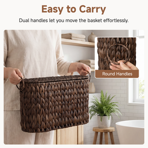 Toilet Paper Storage with Lid for 6 Regular Rolls, Water Hyacinth