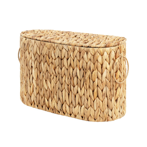 Toilet Paper Storage with Lid for 6 Regular Rolls, Water Hyacinth