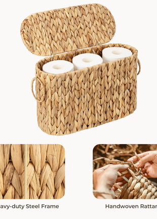 Toilet Paper Storage with Lid for 6 Regular Rolls