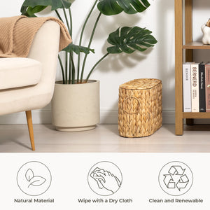 Toilet Paper Storage with Lid for 6 Regular Rolls, Water Hyacinth