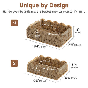 Woven Water Hyacinth Toilet Paper Storage Basket, Medium + Small Set