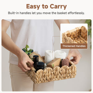 Woven Water Hyacinth Toilet Paper Storage Basket, Medium + Small Set