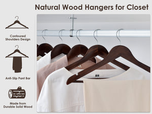 Wooden Hangers for Coats, Shirts, Jackets, Pants, Suits