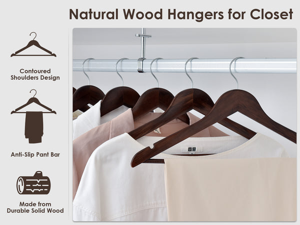 Wooden Hangers for Coats, Shirts, Jackets, Pants, Suits