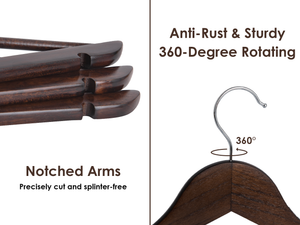 Wooden Hangers for Coats, Shirts, Jackets, Pants, Suits