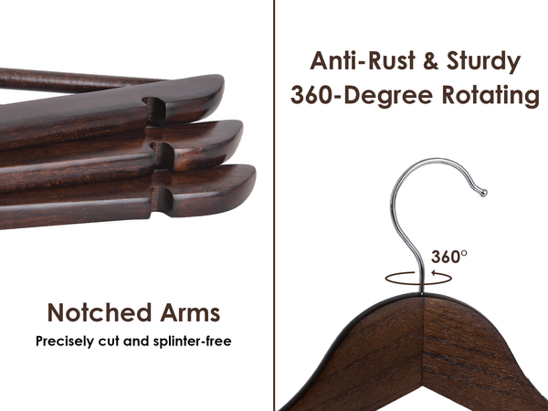Wooden Hangers for Coats, Shirts, Jackets, Pants, Suits
