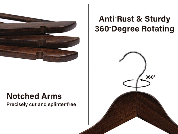 Wooden Hangers for Coats, Shirts, Jackets, Pants, Suits
