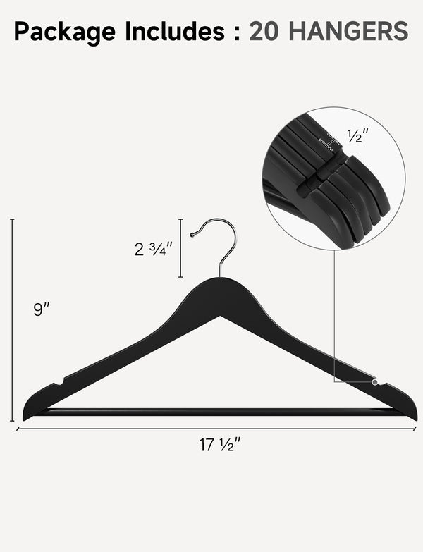 Wooden Hangers for Coats, Shirts, Jackets, Pants, Suits
