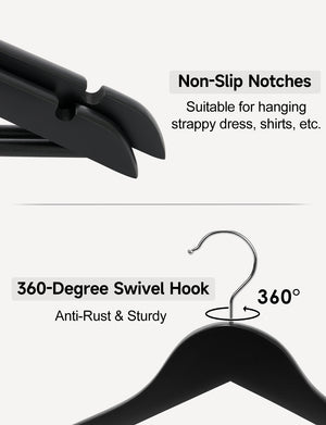 Wooden Hangers for Coats, Shirts, Jackets, Pants, Suits