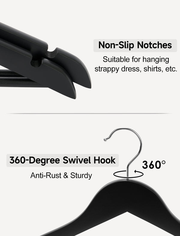 Wooden Hangers for Coats, Shirts, Jackets, Pants, Suits