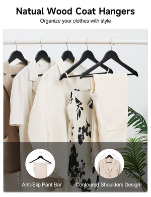 Wooden Hangers for Coats, Shirts, Jackets, Pants, Suits